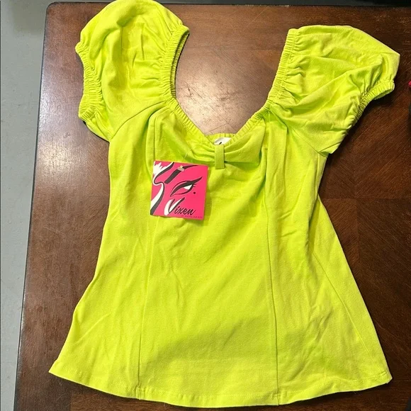 Vixen by Micheline Pitt Lime Green Top - Picture 1 of 3